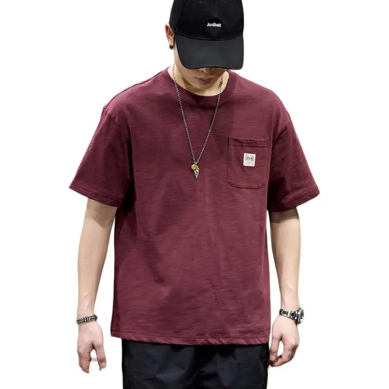 BUYDAUL T Shirts Men Burgundy-1