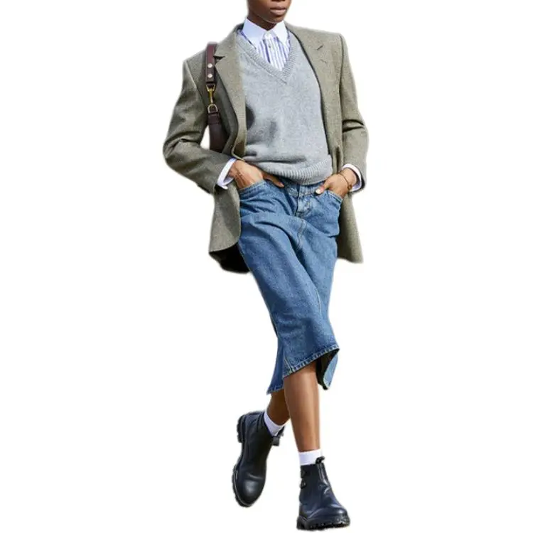 CELINE Denim Short Skirts Women's Blue-2