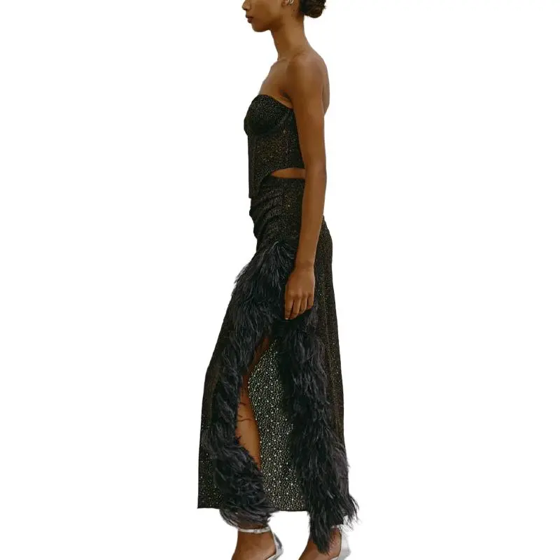 Antonino Valenti SS25 Knit Long Skirts Women's Coffee-2