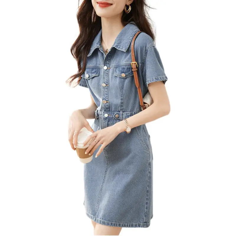 Mo Han Yi Mei Short Sleeved Dress Women's Blue-1