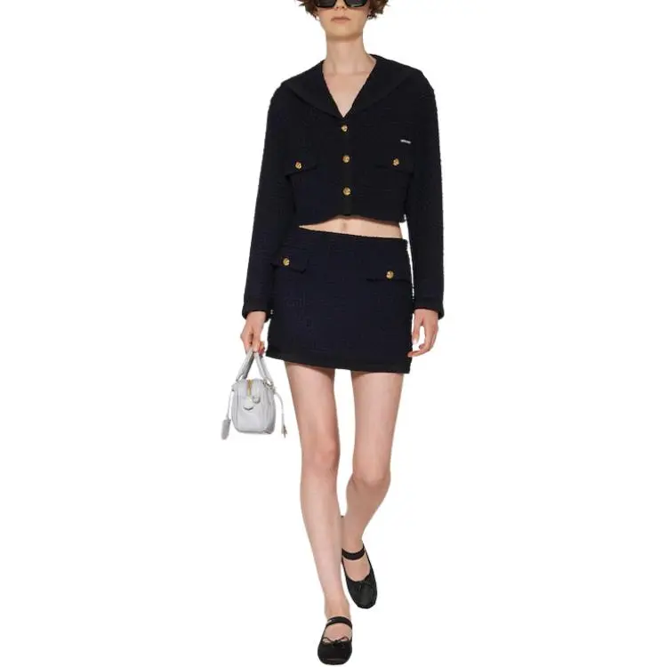 MIU MIU Casual Short Skirts Women's Navy Blue-1