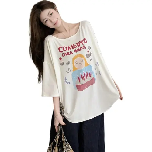 Mu Xiao Xin Drop Shoulder Sleeve T Shirt Women
s