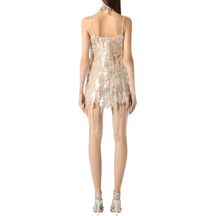 Blumarine Sequinned Fringed Mini Dress-3