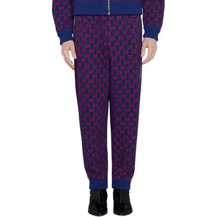 GUCCI Knitted Sweatpants Men Dark Blue-1