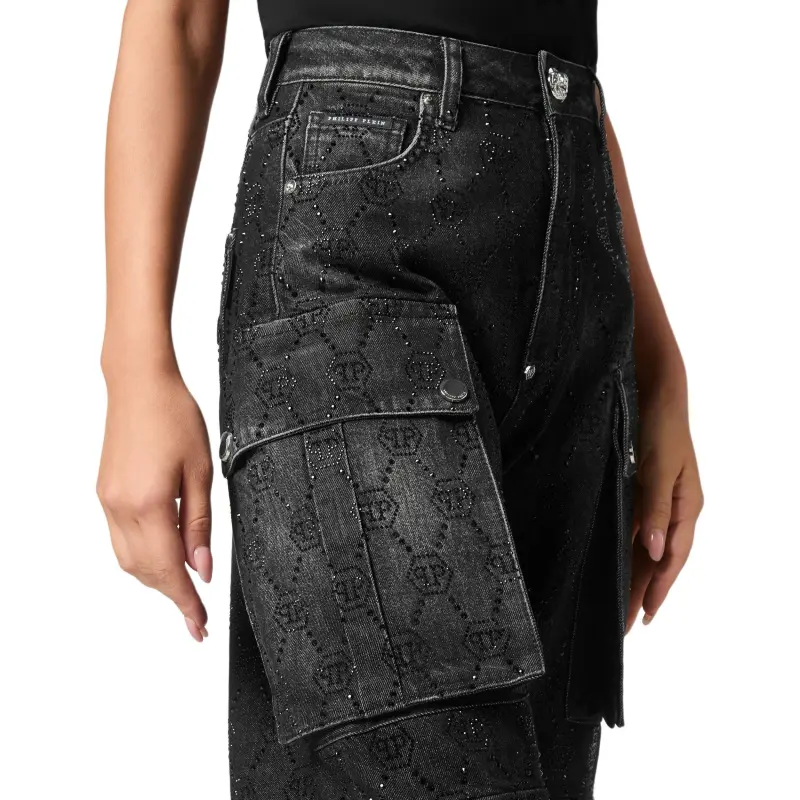 PHILIPP PLEIN Cargo Monogram Strass Jeans-4