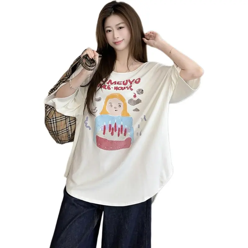 Mu Xiao Xin Drop Shoulder Sleeve T Shirt Women's-1