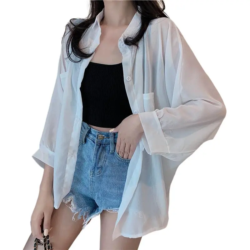 Mu Xiao Xin Shirt Women's White Sun Protection Shirt-5