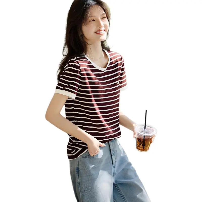 XWI Regular T Shirt Women's Angora Red & White-2