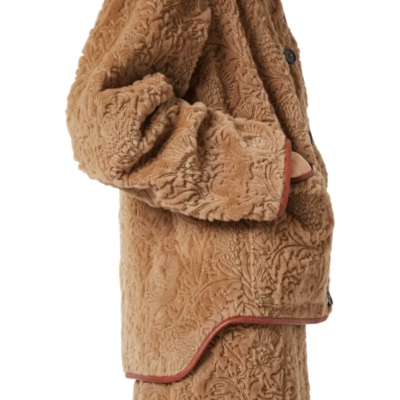 Loro Piana Velvet-feel Coat Women's Pine Nut Color-5