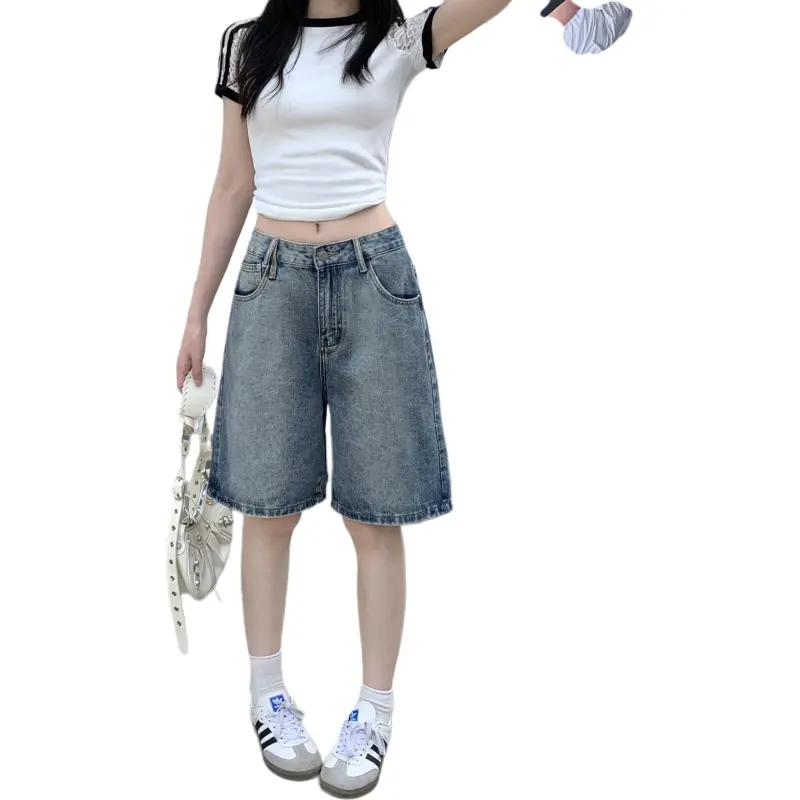 The Temptation Of The Muse Denim Shorts Women's Vintage Blue-0