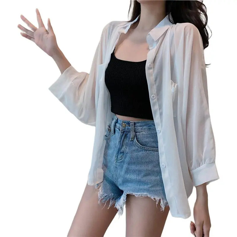 Mu Xiao Xin Shirt Women's White Sun Protection Shirt-3