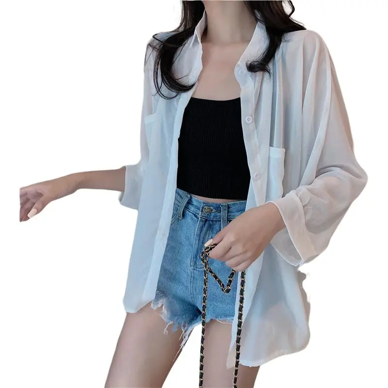 Mu Xiao Xin Shirt Women's White Sun Protection Shirt-6