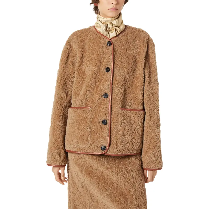 Loro Piana Velvet-feel Coat Women's Pine Nut Color-3