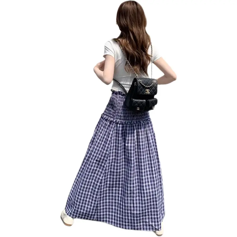 GOSO Casual Long Skirts Women's Blue-1