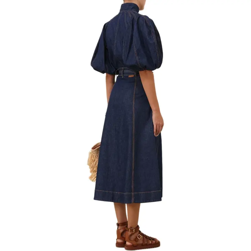 Zimmermann SS25 Denim Long Skirt Women's Ink Blue-2