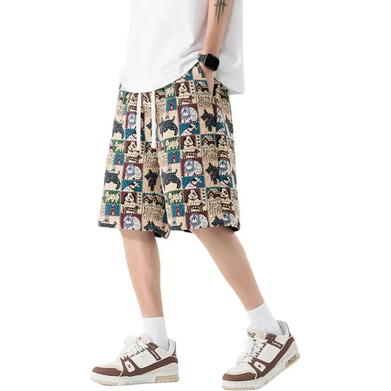 FRQ Casual Shorts Unisex Embroidery Dog-3