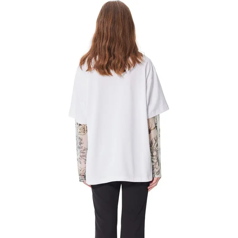 Ed Hardy SS25 Drop Shoulder Sleeve T Shirt Women's White-3