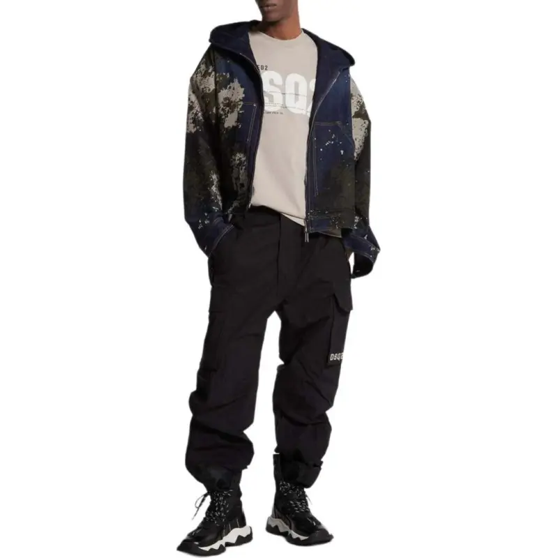 DSQUARED 2 Spray Paint Denim Hooded Jacket-4
