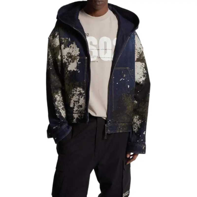 DSQUARED 2 Spray Paint Denim Hooded Jacket-3