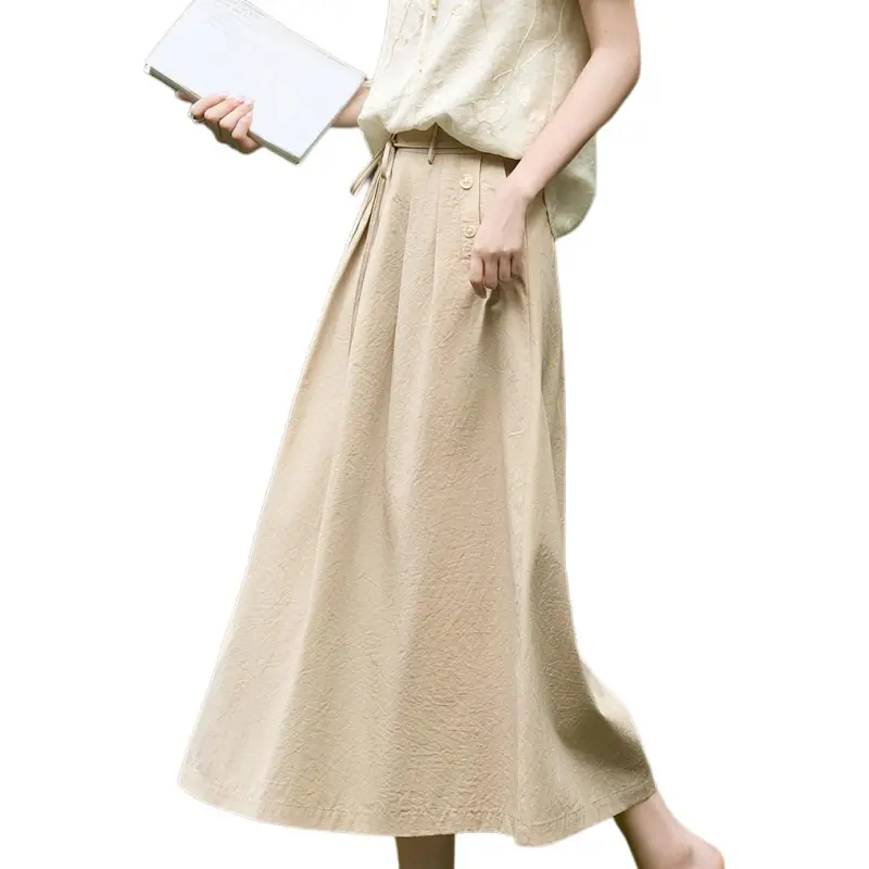XWI Casual Long Skirts Women's Khaki-4