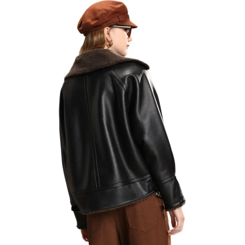 FENHONGMALI Jackets & Coats Women's Cocoa Brown/Black-1