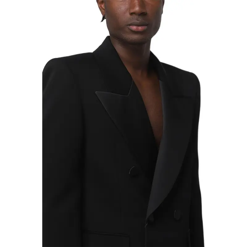 SAINT LAURENT Double breasted Wool Tuxedo Jacket-7