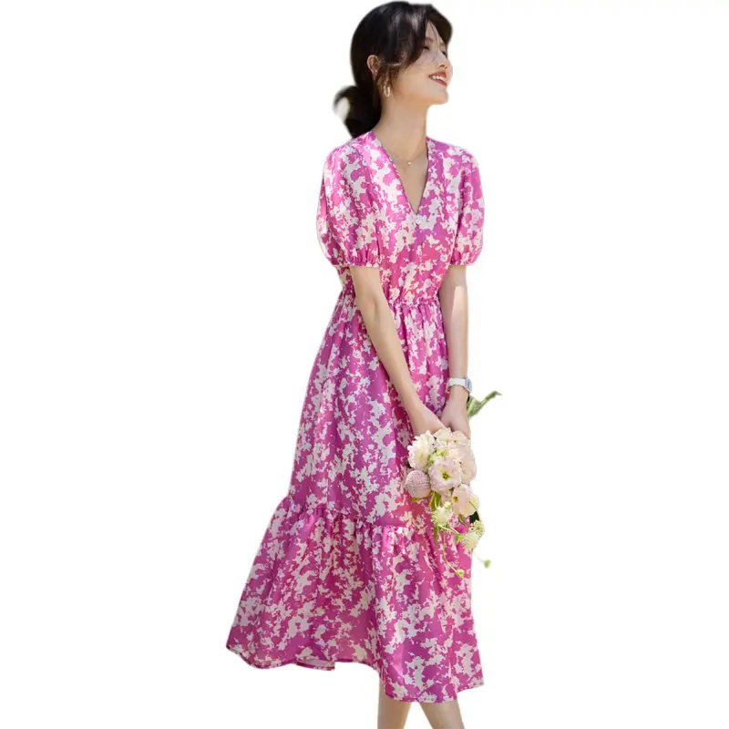 XWI Short Sleeved Dresses Women's Pink/White Floral-3