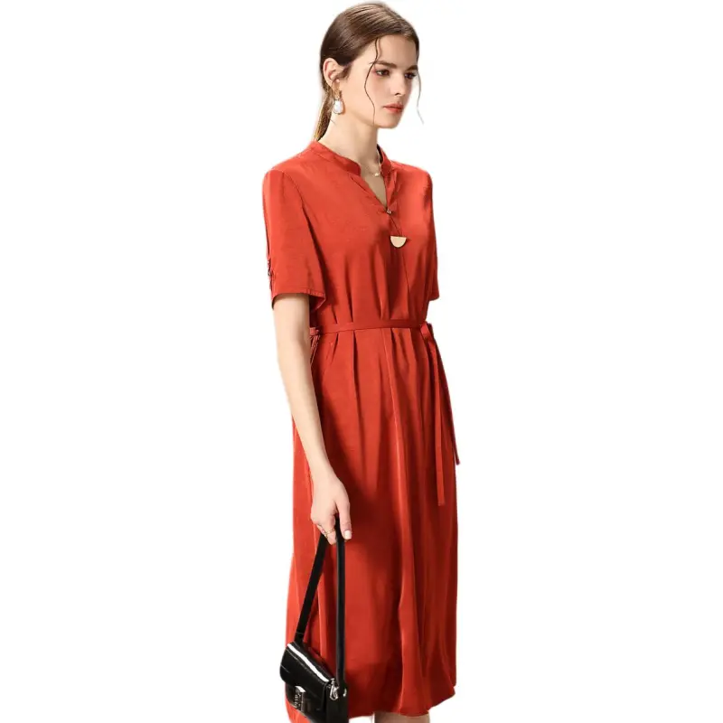 FENHONGMALI Short Sleeved Dresses Women's Red-1