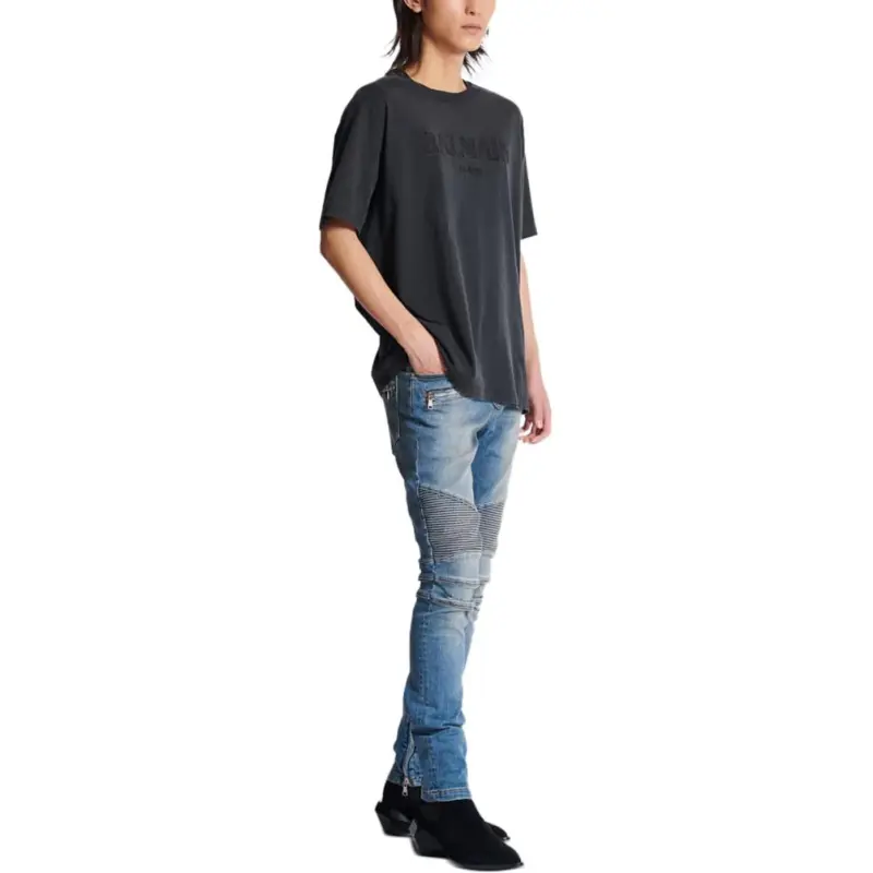 BALMAIN Logo embroidered T shirt-5