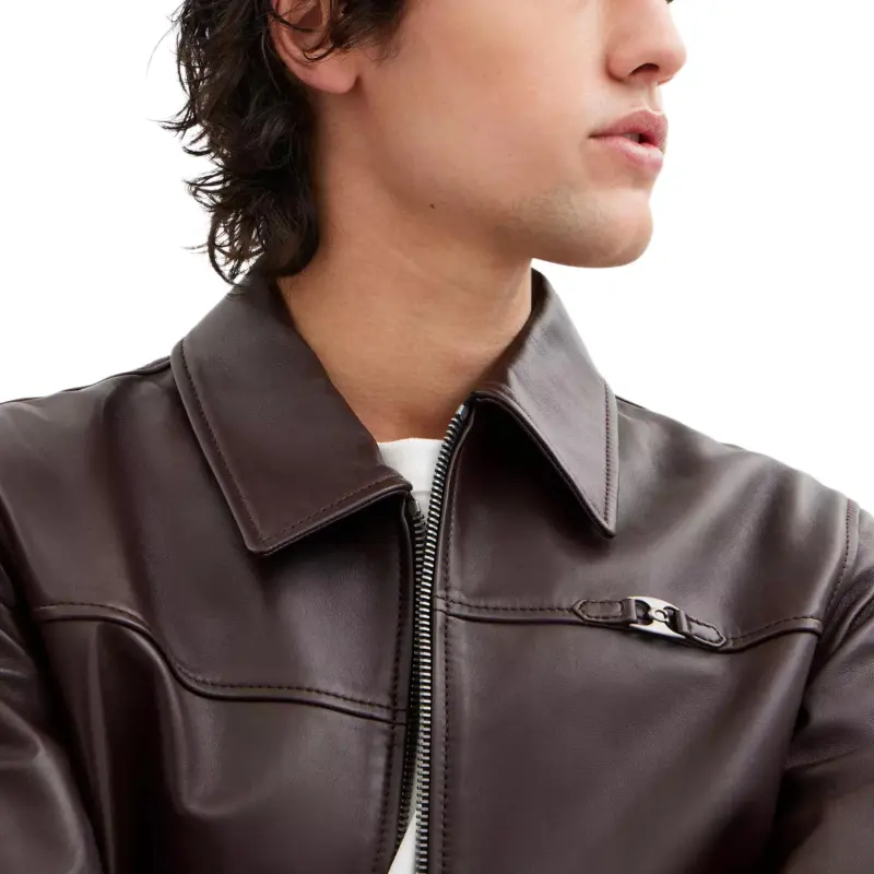 COACH Heritage Leather Jacket Men's Brown-3