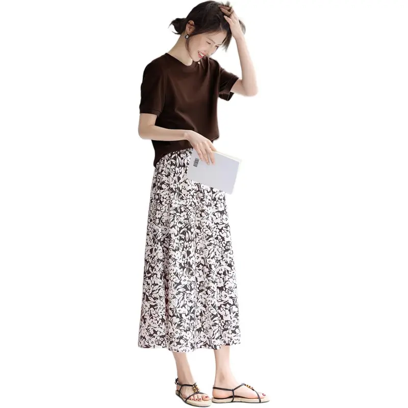 XWI Skirt Set Women's Coffee Two Piece Set-1