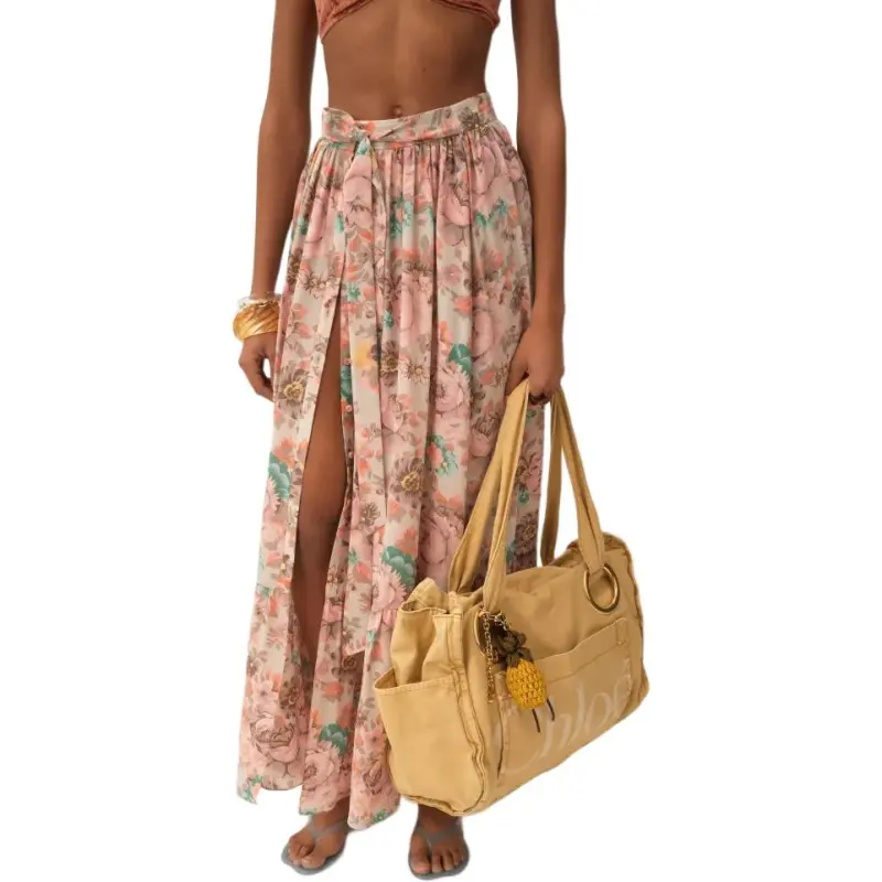 Chloe Casual Long Skirt Women's Mud Gray-1