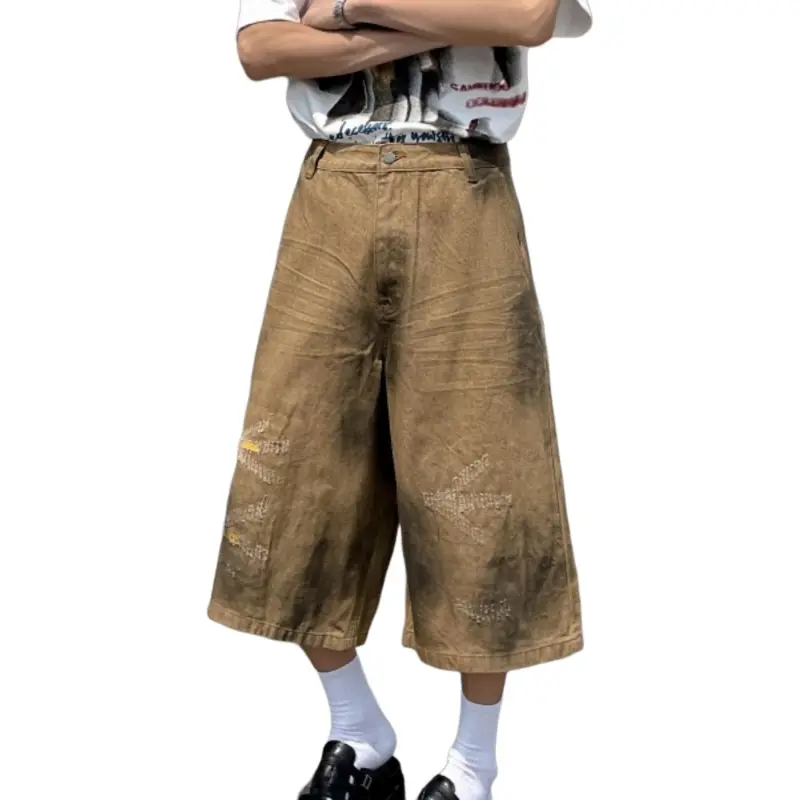 PVPVPV Denim Shorts Unisex Khaki-2