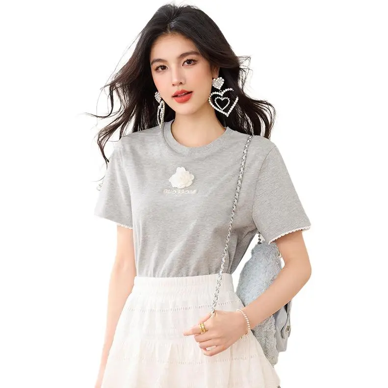La Chapelle Regular T Shirt Women's Light Gray-2