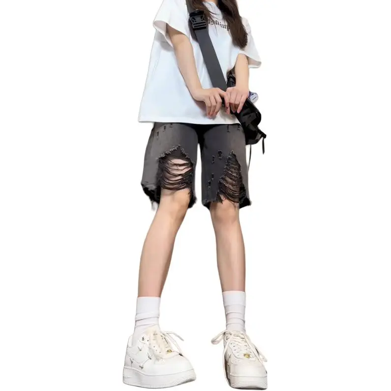 Ordifen Denim Shorts Women's Black-3