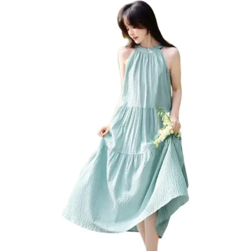 Mo Han Yi Mei Sleeveless Dress Women's Light Lake Blue
