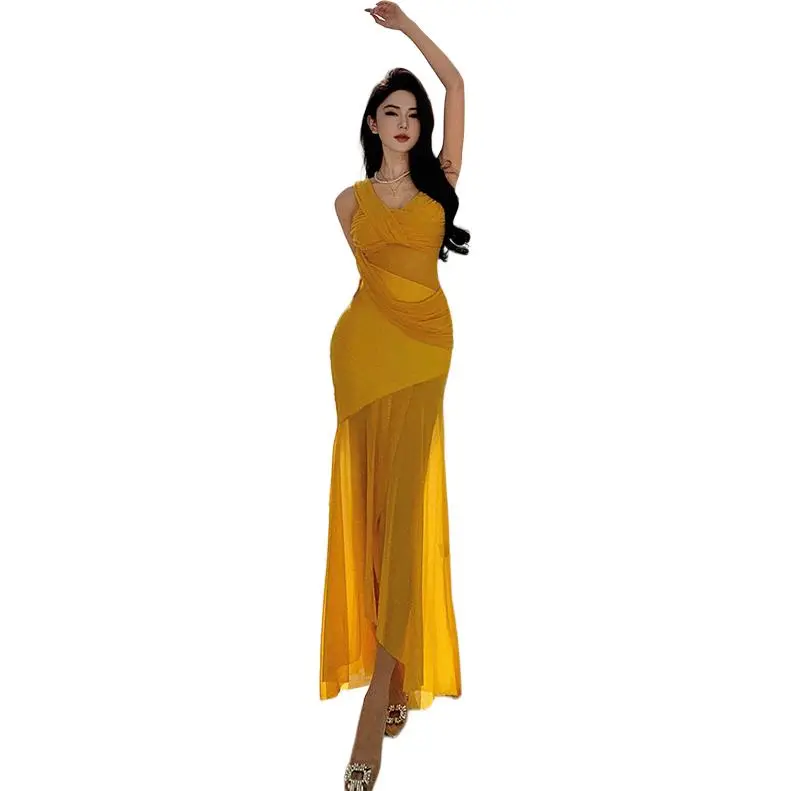 Dior Beauty Slip Dresses Women's Yellow-2
