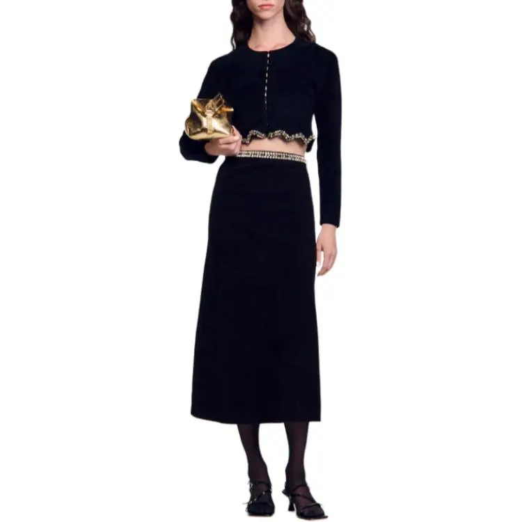 Sandro Crystal embellished Midi Skirt-1