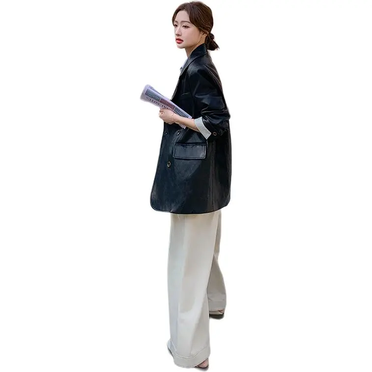 Fele.d Leather Jacket Women's Black-0