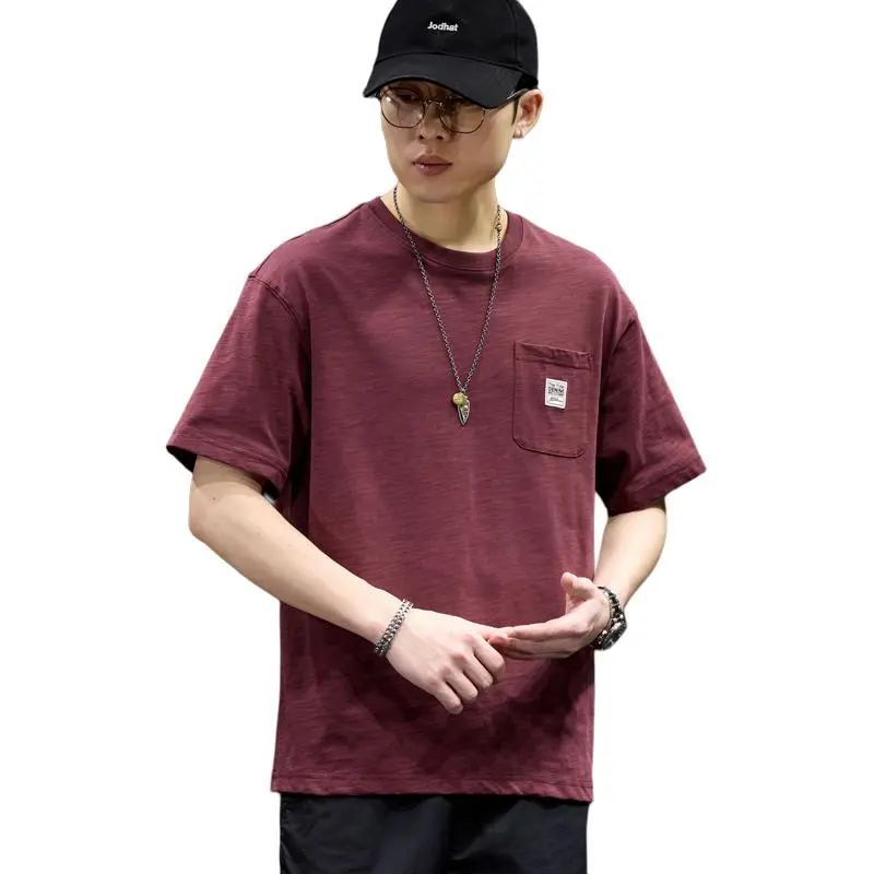 BUYDAUL T Shirts Men Burgundy-2