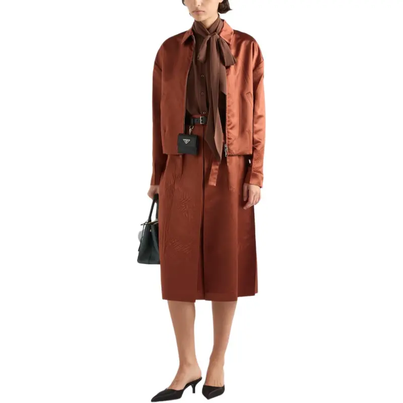 PRADA Casual Long Skirt Women's Rusty Red-1