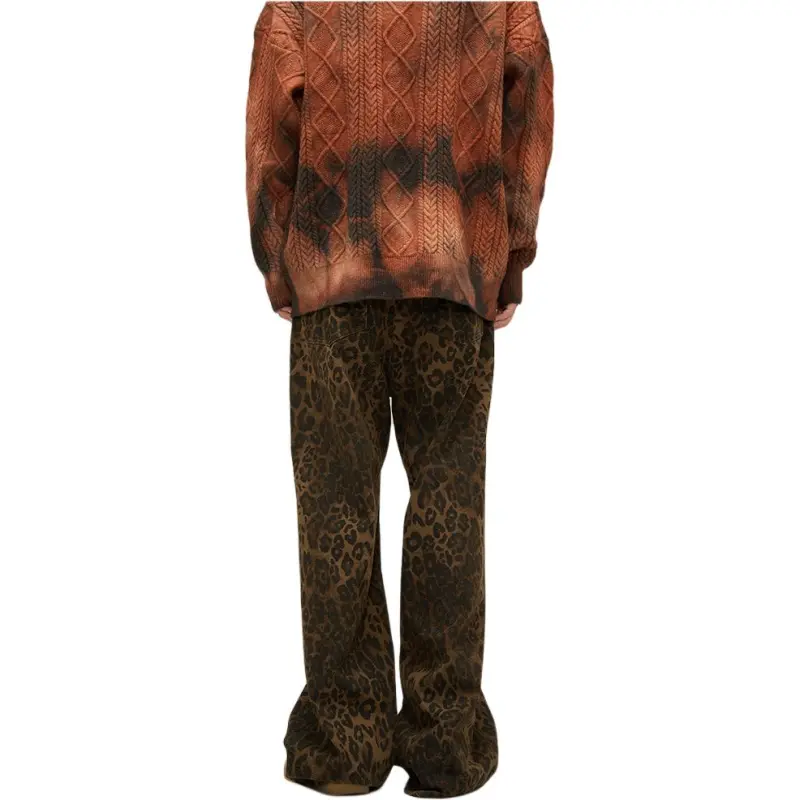 WLNEXT Trendy Brand Leopord Print Jeans Couple Edgy And Streetwear Style Unisex-1
