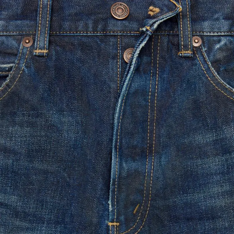 CELINE Lou Logo Patch Straight Leg Jeans-2