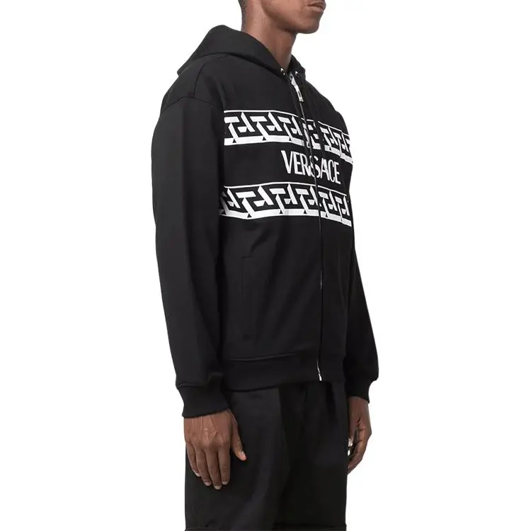 VERSACE Logo Printed Zipped Hoodie Sweatshirts-3