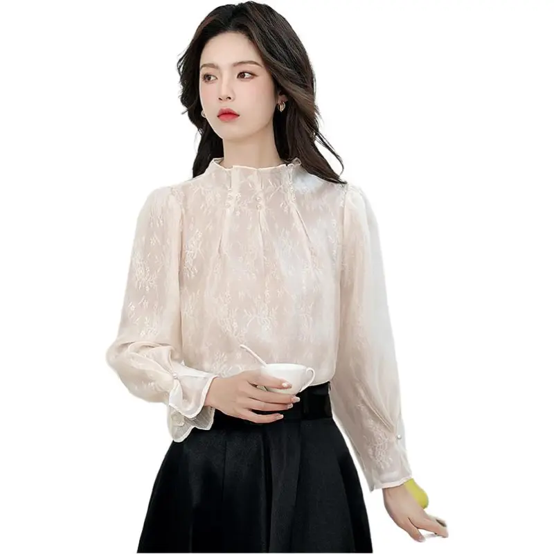 KAISER Chiffon Shirt Women's Apricot-4