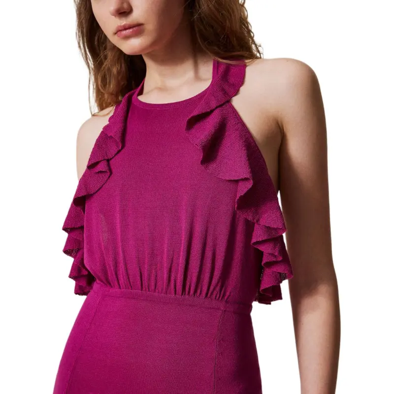 TWINSET MILANO SS25 Sleeveless Dress Women's Plum-5