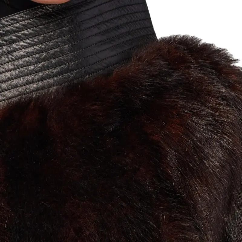 Ferragamo Belted Shearling Wraparound Style Cape-5