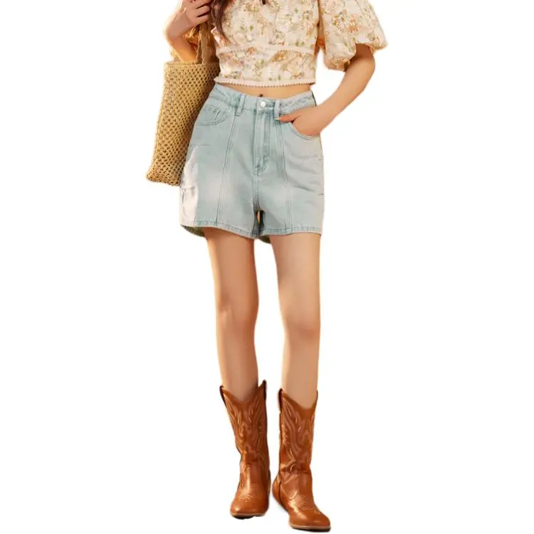 ZIHAN Denim Shorts Women's Light Blue-1