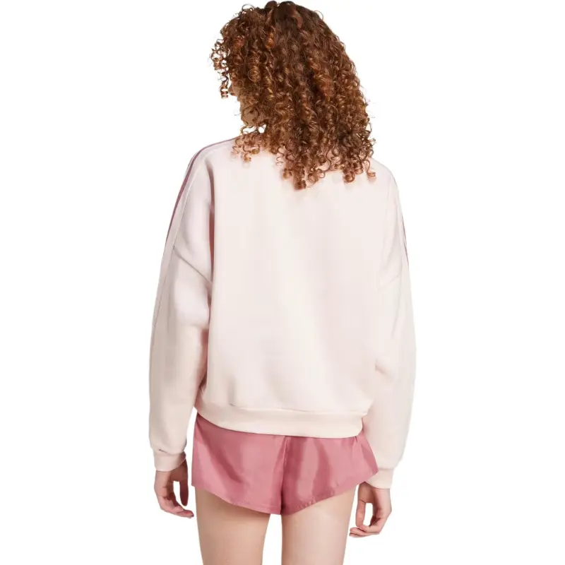 Adidas Women's Tiro Cut 3 Stripes Fleece Sweatshirt Sandy Pink-2