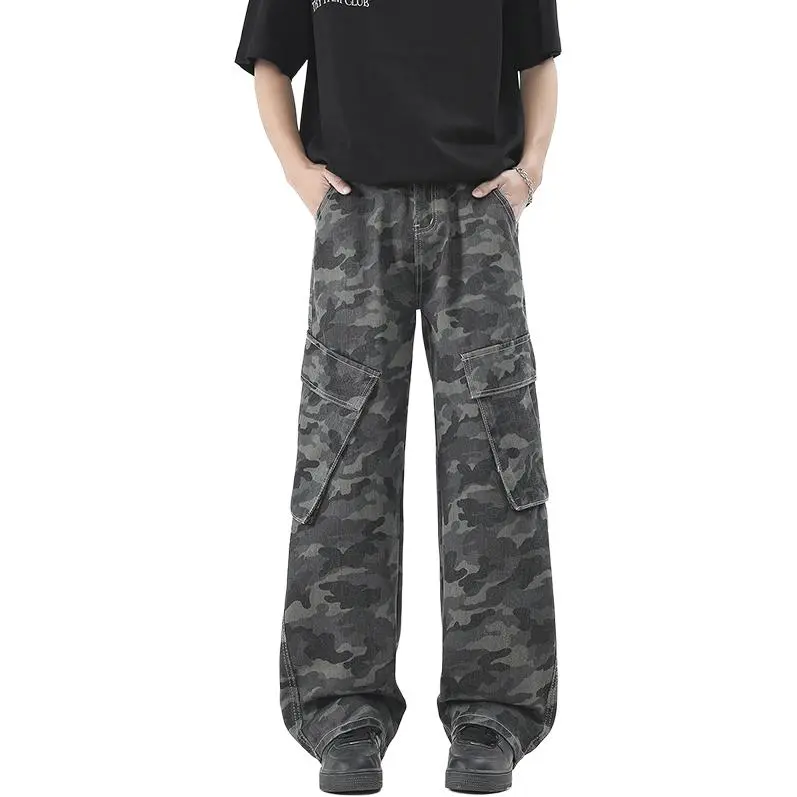 BENGEN Jeans Unisex Camouflage Gray-2